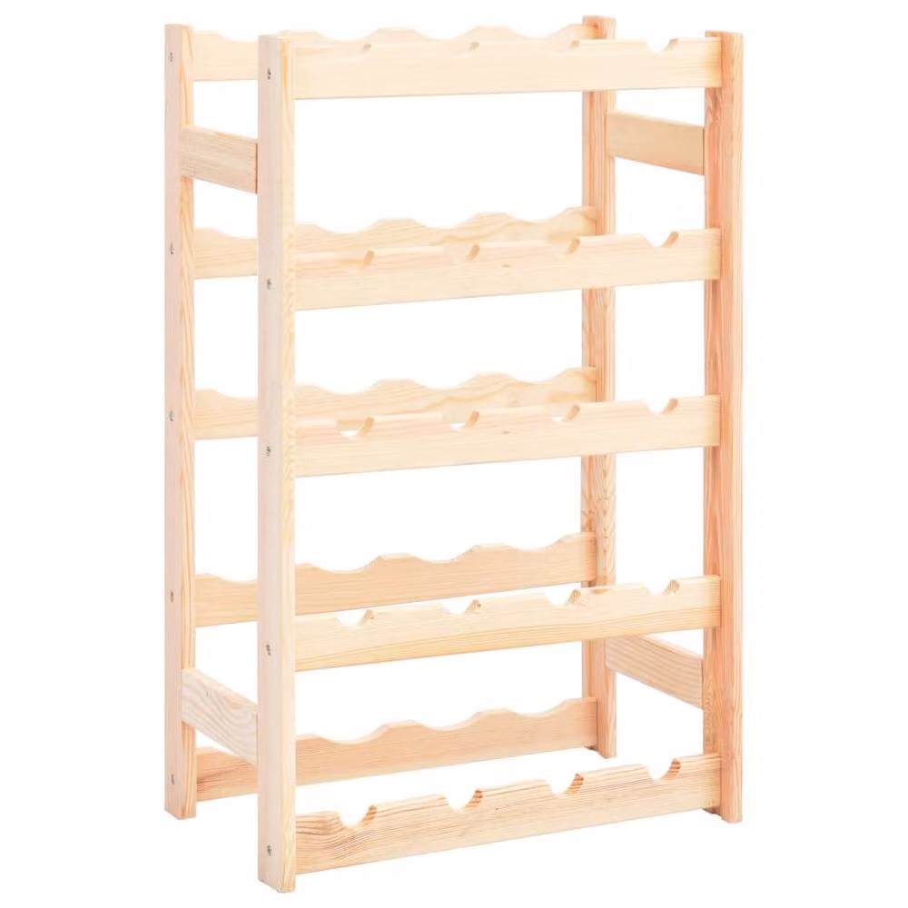 Berkfield Home Wall Mounted Pinewood Wine Rack for 20 Bottles, Beige, W/D/H: 70 x 25 x 43 cm