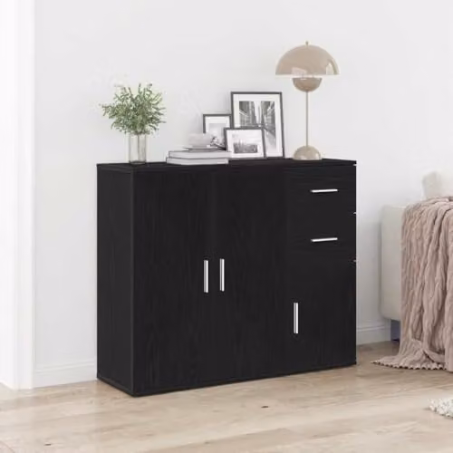 vidaXL Modern Black Oak Sideboard in MDF, W/D/H: 91 x 29.5 x 75 cm – 2