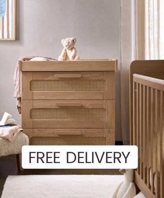 Mamas & Papas Esna Rattan Dresser Changer in Brown Oak