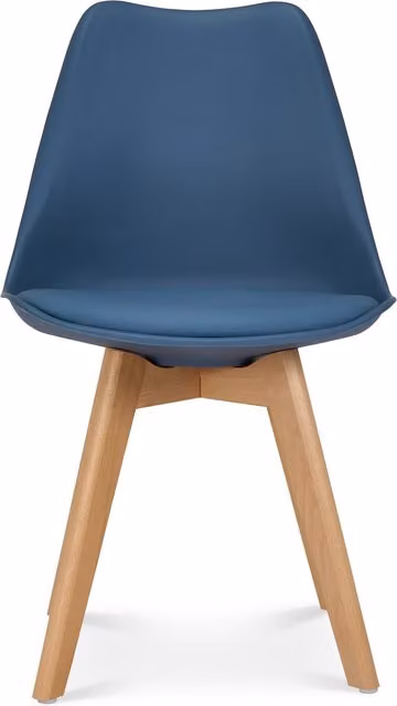 Bravich Rocco Tulip Dining Chair with Synthetic Leather Cushion in Navy Blue and Beech Wood Legs – 5