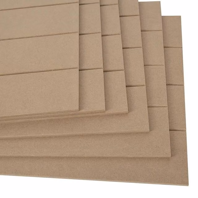 PAWNORA 6-Piece V-Grooved MDF Wall Panels in Brown