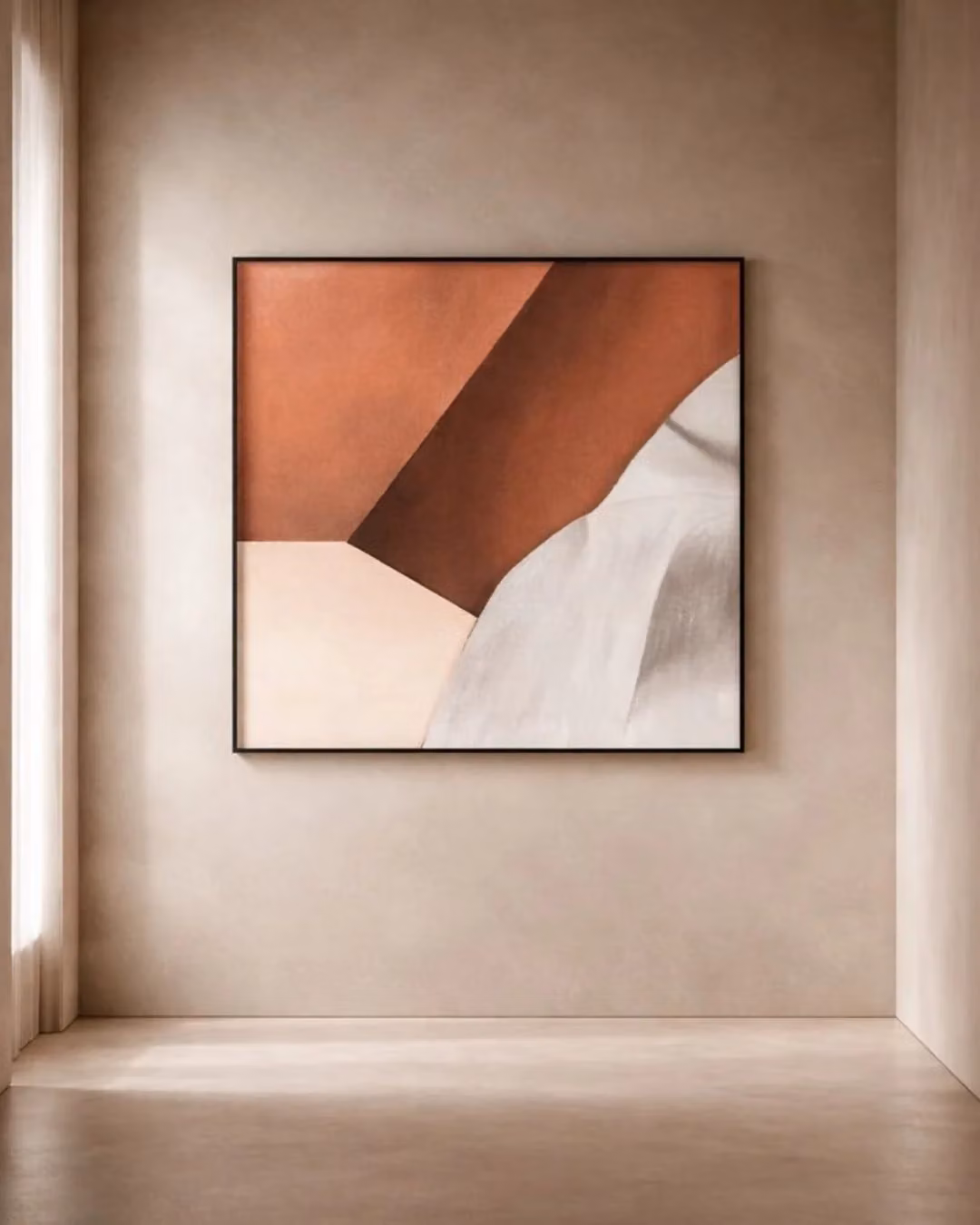 Tommy Franks Modern Abstract Antelope Artwork Painting Reproduction in Brown, Rectangular, H 180 cm x W 180 cm