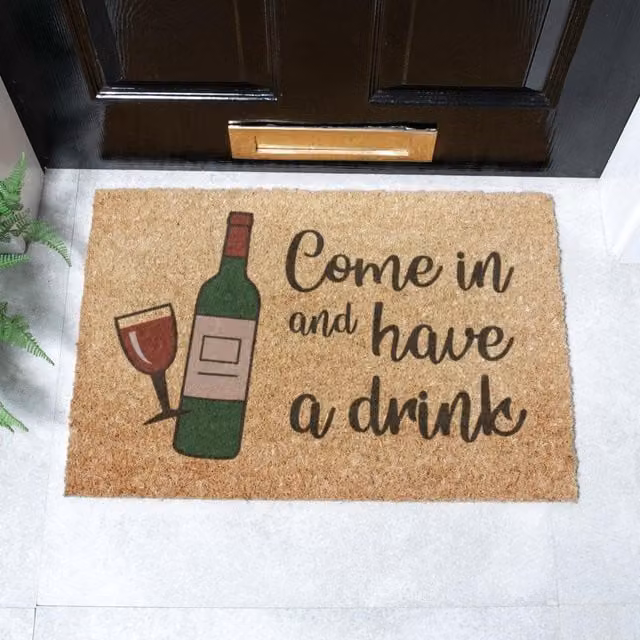 Artsy Mats Come In & Have A Drink Doormat, Brown, W: 60 cm, D: 40 cm