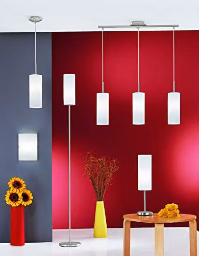 Loops Modern Pendant Ceiling Light in Silver and White with Glass Shade, E27, 60W – 2