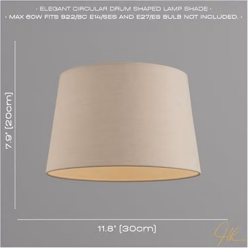 Happy Homewares Modern Cylinder Linen Lamp Shade in Beige and White, W/D/H: 30 x 20 x 25 cm – 2