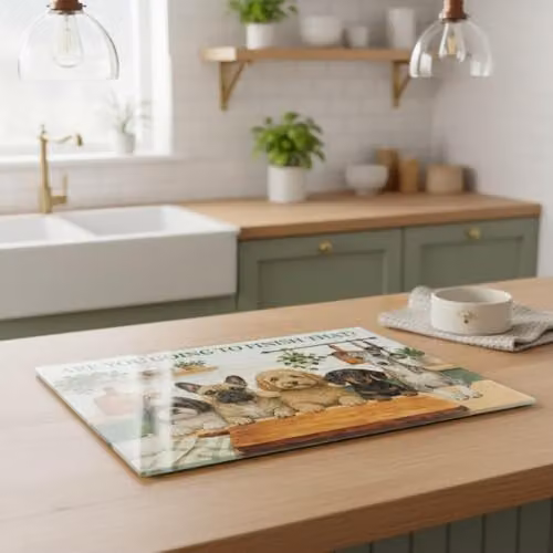 Purely Home Multicolour Rectangular Glass Worktop Protector with Non-Slip Feet – 2