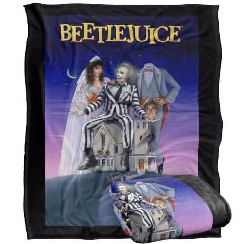 LOGOVISION Beetlejuice Original Movie Poster Super Soft Fleece Throw Blanket, Multicolour, W: 152 cm, D: 127 cm – 1