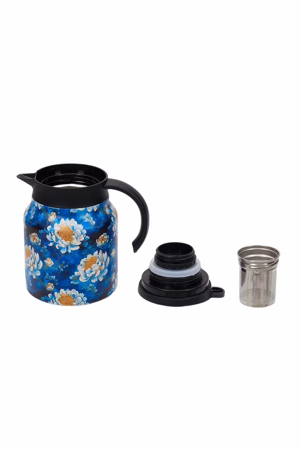 Living and Home Vintage Floral Pattern Thermal Carafe Teapot with Built-in Infuser in Dark Blue – 5