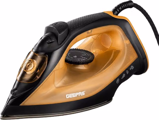 Geepas 1800W Steam Iron with Non-Stick Soleplate and Vertical Steam in Orange