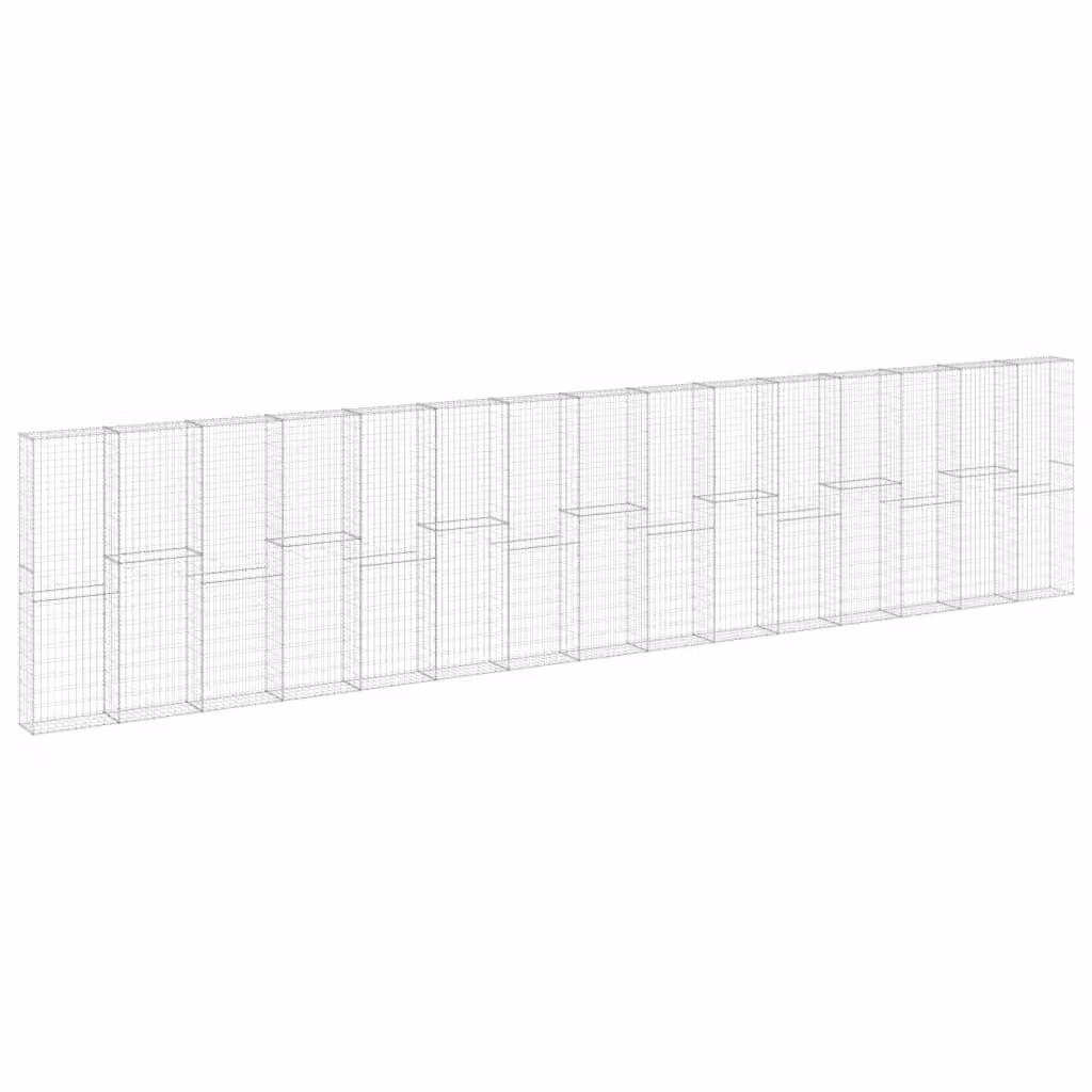 Berkfield Home Galvanised Steel Gabion Fence Wall with Covers in Silver, W/D/H: 900 x 30 x 200 cm – 2