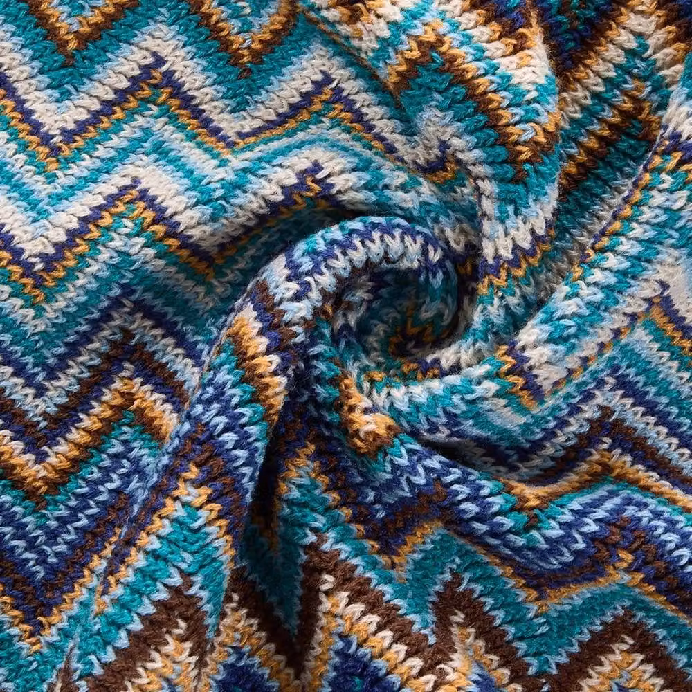 NESTLUNE Blue Wave Striped Knitted Throw Blanket, W: 130 cm, D: 160 cm – 4