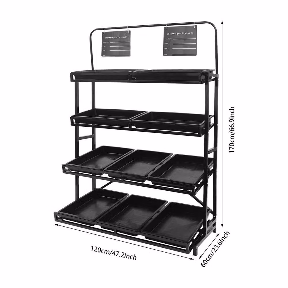 FORGEVIO 4-Tier Metal Supermarket Storage Rack and Retail Display in Black with Adjustable Shelves – 2