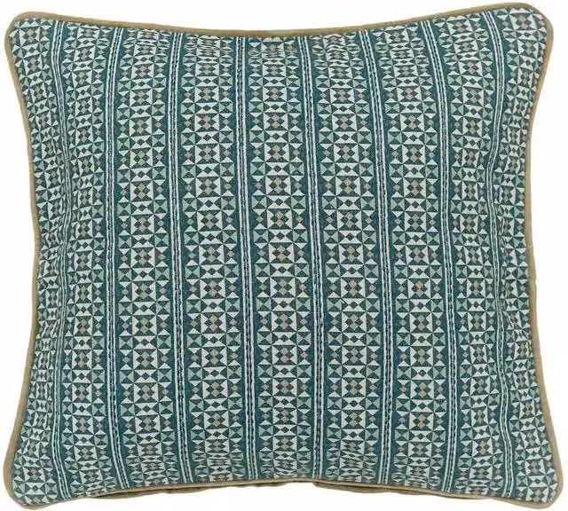 Bedeck of Belfast Azmi Geometric Square Cotton Cushion in Petrol and Multicolour