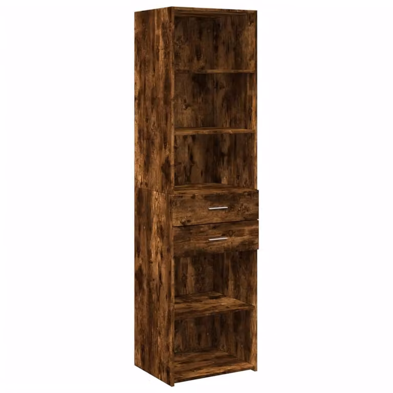 Berkfield Home Modern Smoked Oak Highboard in Brown, W/D/H: 50 x 42.5 x 185 cm