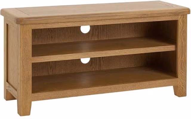 FORGEVIO Small Rustic Oak TV Unit in Natural Brown and Beige