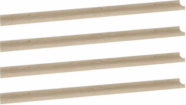 Berkfield Home Wall Mounted Sonoma Oak Shelves, 4 Piece Set in Light Brown, W: 115 cm, D: 9 cm, H: 3 cm