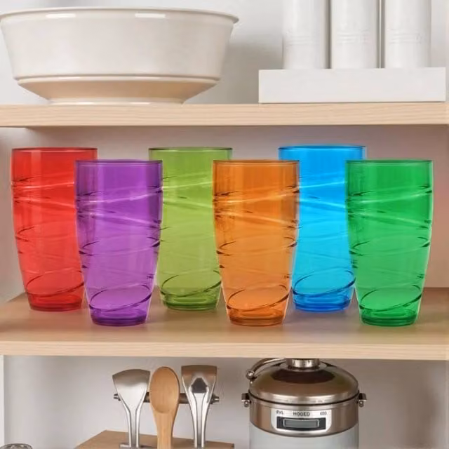 FLAVORA 6 Pack Multicolour Plastic Acrylic Drink Tumblers – 1