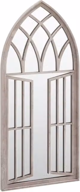 Berkfield Home Decorative Geometric Garden Wall Mirror in Sand Beige, W: 100 cm, H: 45 cm