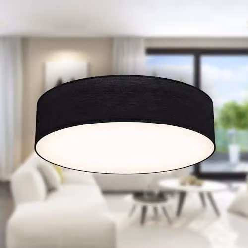 B.K.Licht Black Fabric Round Ceiling Light, W/D/H: 38 x 38 x 10 cm – 7