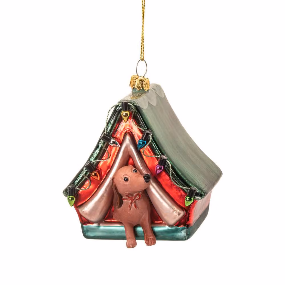 The Alphabet Gift Shop Dog In A Tent Red Christmas Bauble Figure – 2