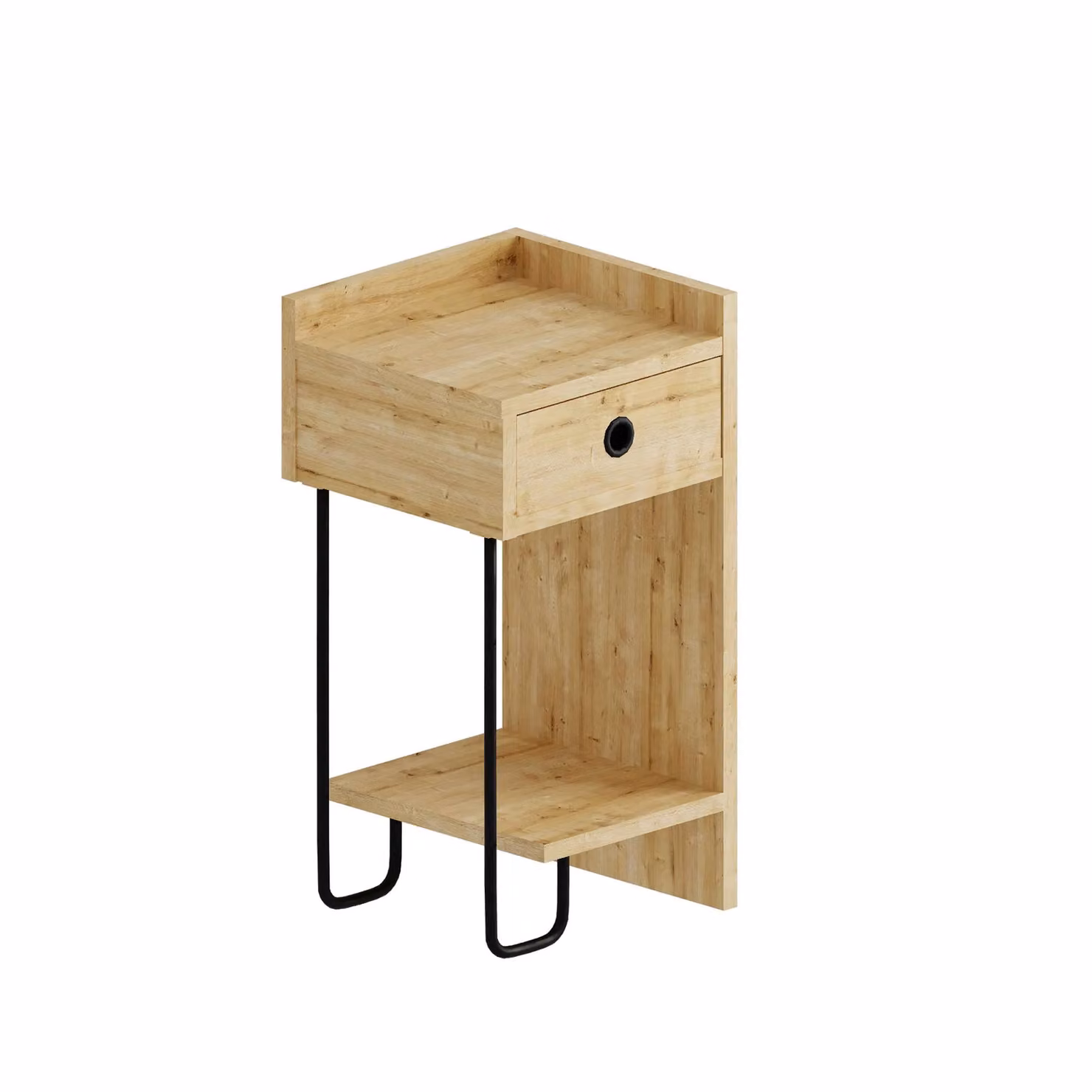 Decortie Sirius Modern Bedside Table in Oak, W/D/H: 32 x 30 x 60 cm – 2