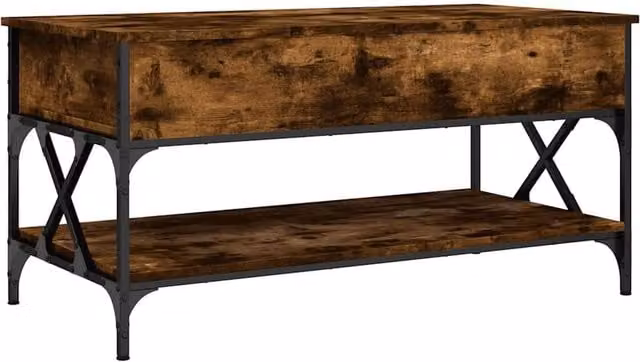 Berkfield Home Smoked Oak Coffee Table in Brown with Lift Mechanism, W/D/H: 100 x 50 x 50 cm