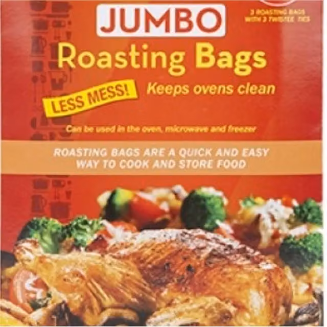 UMKY Jumbo Roasting Bags with Ties, Pack of 3, Transparent