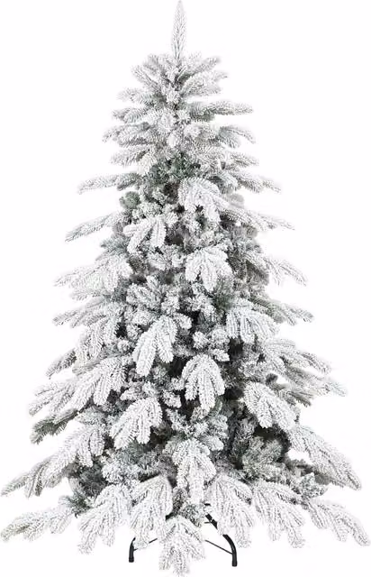 HOMCOM 5ft Super Flocked Christmas Tree in Green and White – 1