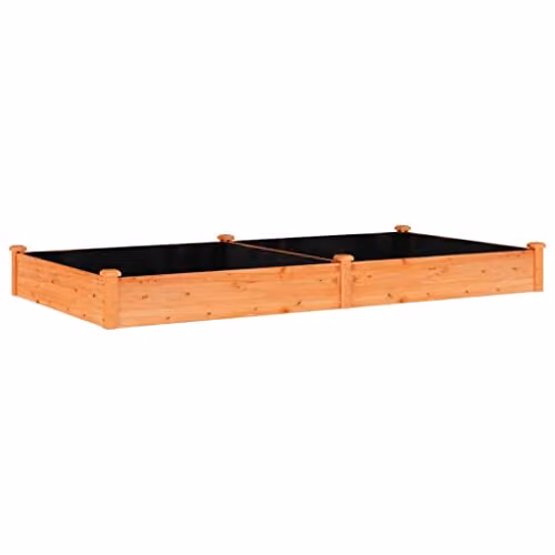 vidaXL Brown Solid Wood Fir Garden Raised Bed with Liner, W/D/H: 120 x 120 x 25 cm – 1