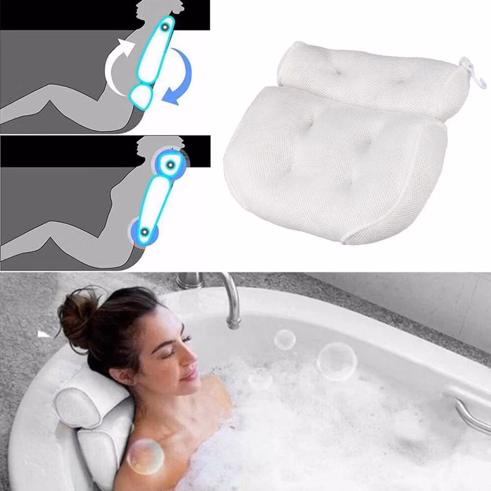 VOGREX Non-Slip Bathtub Spa Pillow Headrest in White – 3