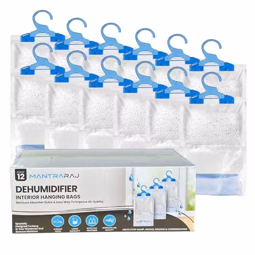 MantraRaj Pack of 12 Hanging Interior Wardrobe Dehumidifiers in White – 1