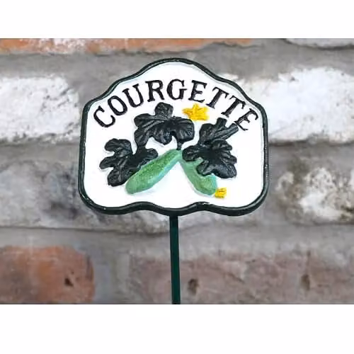 Gifts Direct 2 U Metal Courgette Vegetable Garden Stake Sign in White and Multicolour
