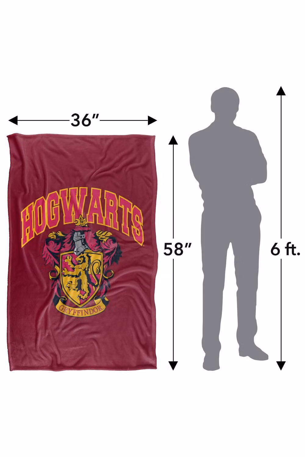 Warner Bros. Harry Potter Hogwarts Gryffindor Super Soft Fleece Throw Blanket, Multicolour, W: 127.0 cm x D: 152.4 cm – 7
