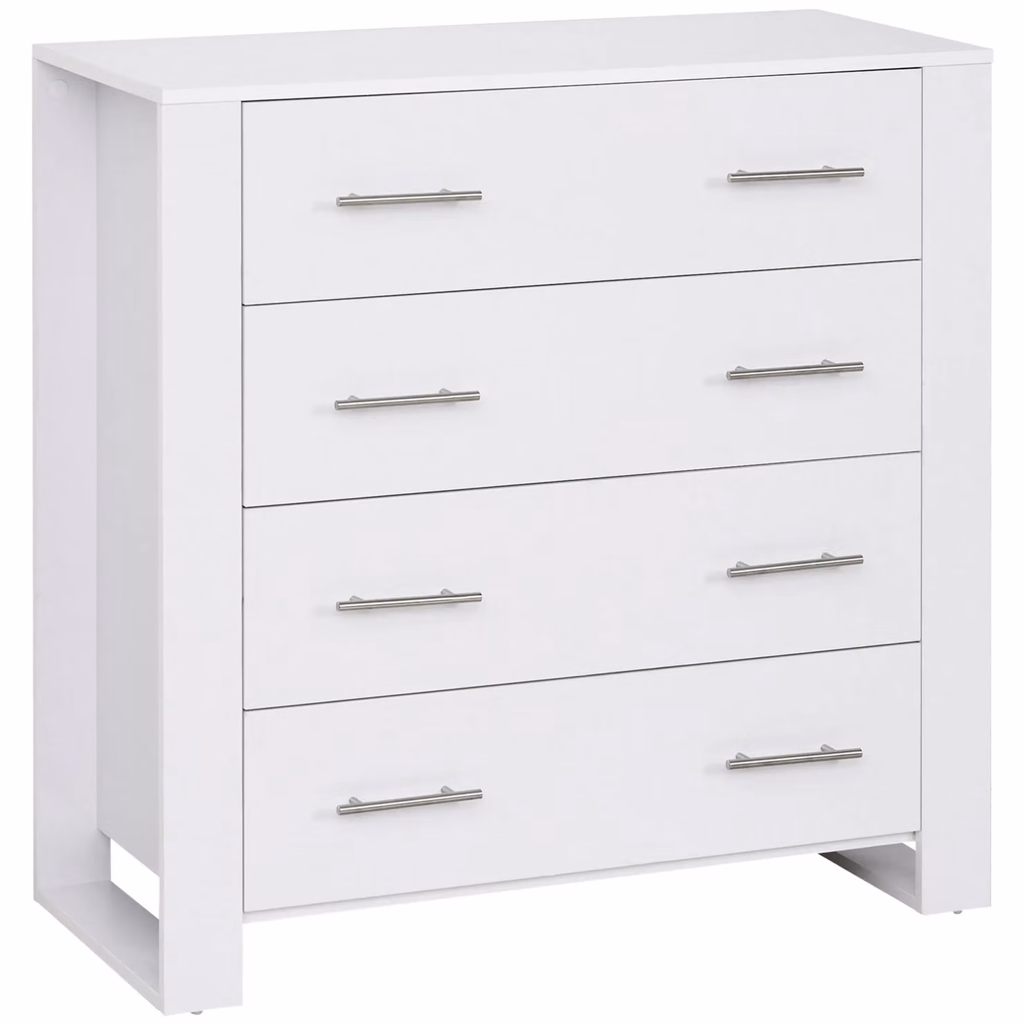 HOMCOM Modern White 4-Drawer Chest of Drawers with Metal Handles – 2