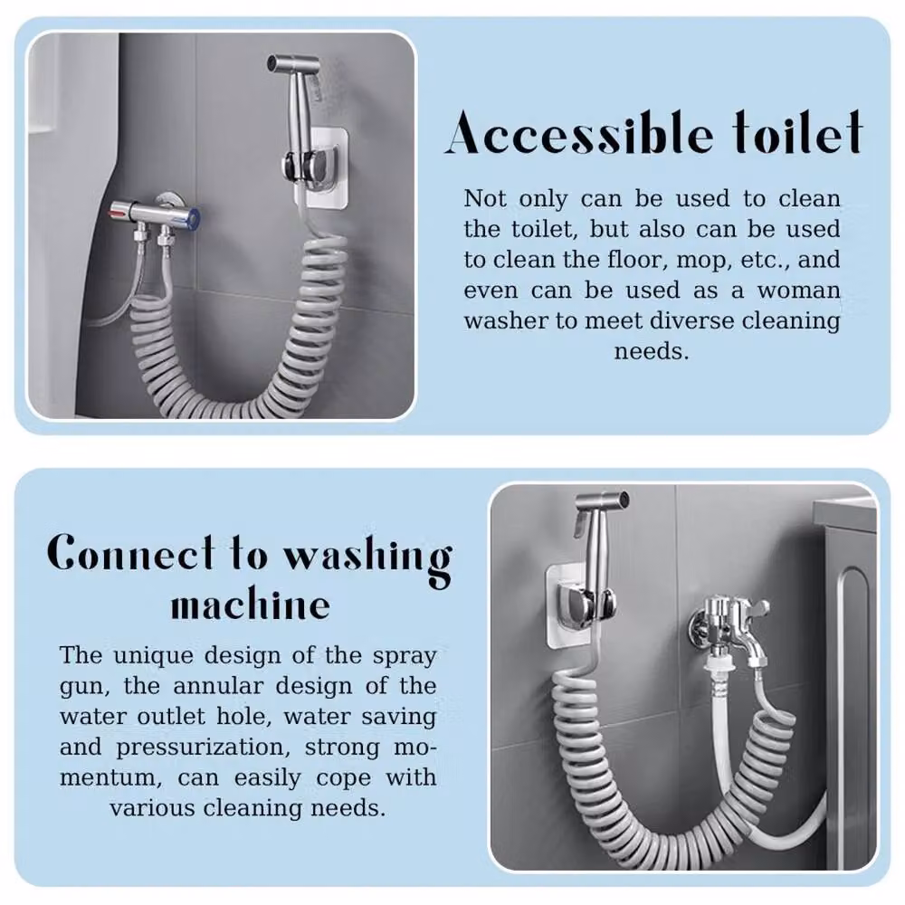 NESTLUNE Luxury Handheld Bidet Spray Kit Toilet Jet Hygiene Shower Accessory in Silver, W/D/H: 180 x 180 x 180 cm – 2