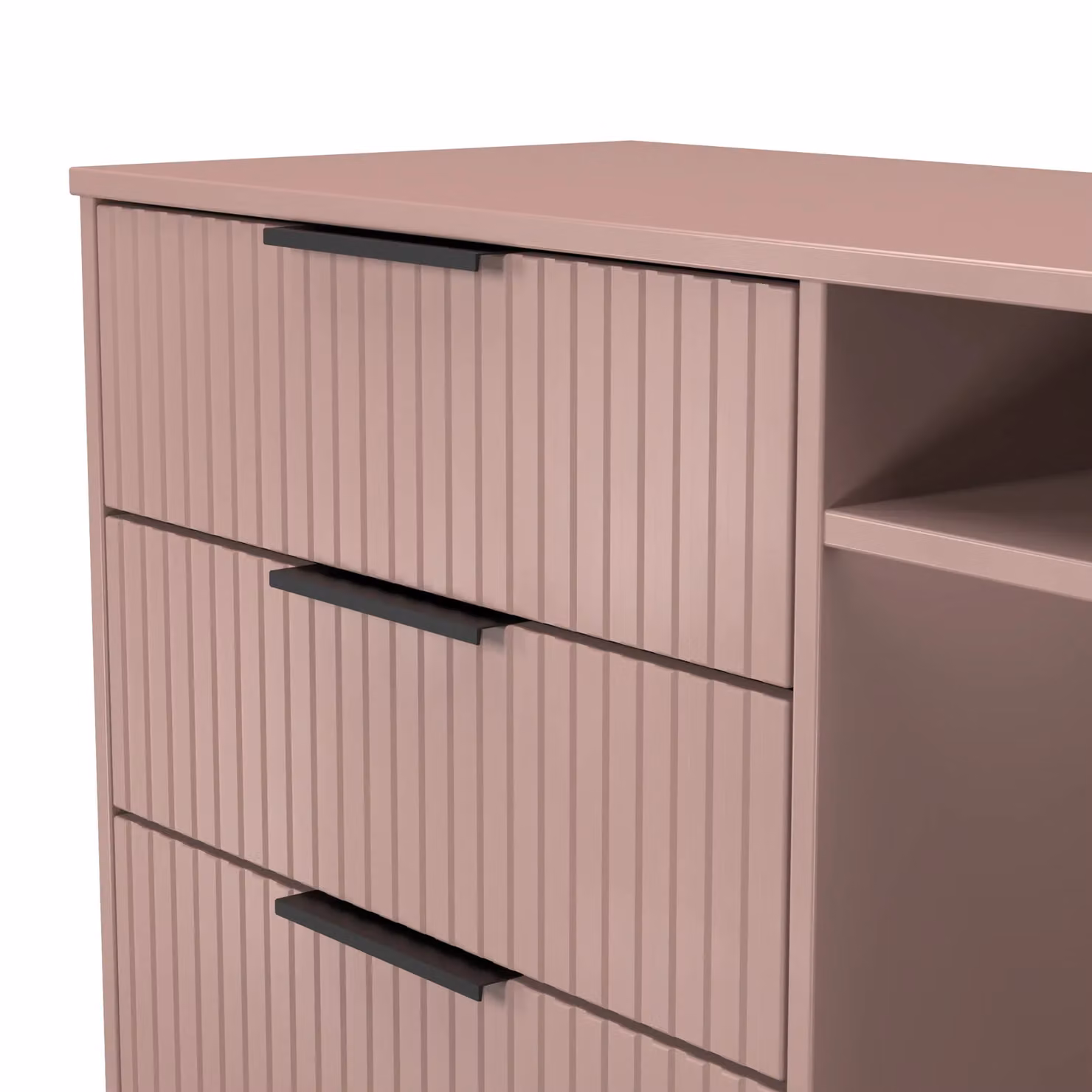 Ready Assembled 2 U Menai 3 Drawer TV Unit in Dusty Pink and Black – 3