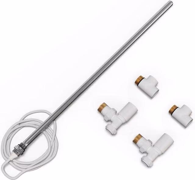 UK Radiators Talus Dual Fuel Towel Rail Kit in White and Anthracite, Height: 55 cm