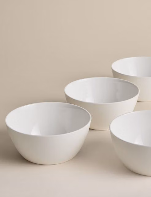 M&S Arlington White Bone China Cereal Bowls, Set of 4