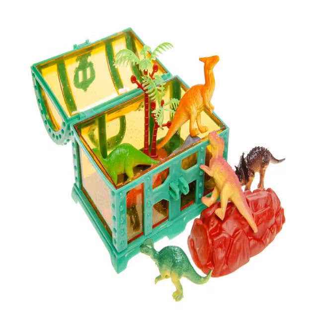 LG-Imports Dinosaurs Treasure Chest 9-Piece Creative Play Set in White and Multicolour