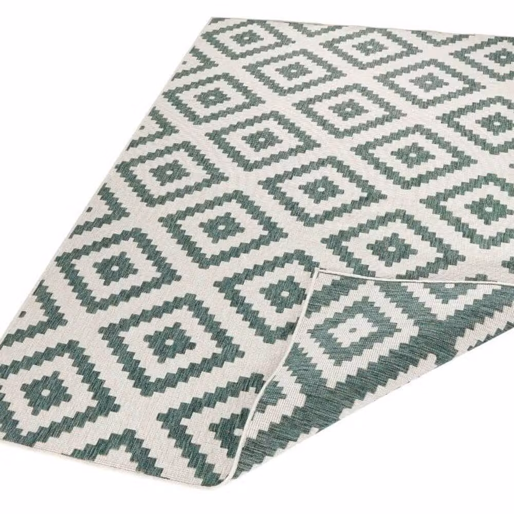 THE RUGS Malta Reversible Indoor Outdoor Flatweave Polypropylene Rug in Green, W: 80 cm, L: 250 cm – 4