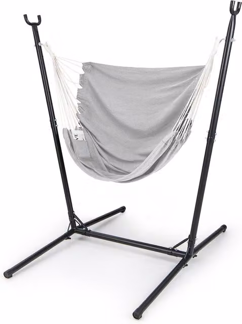 Costway Modern Outdoor Hanging Hammock Chair with Metal Stand in Grey