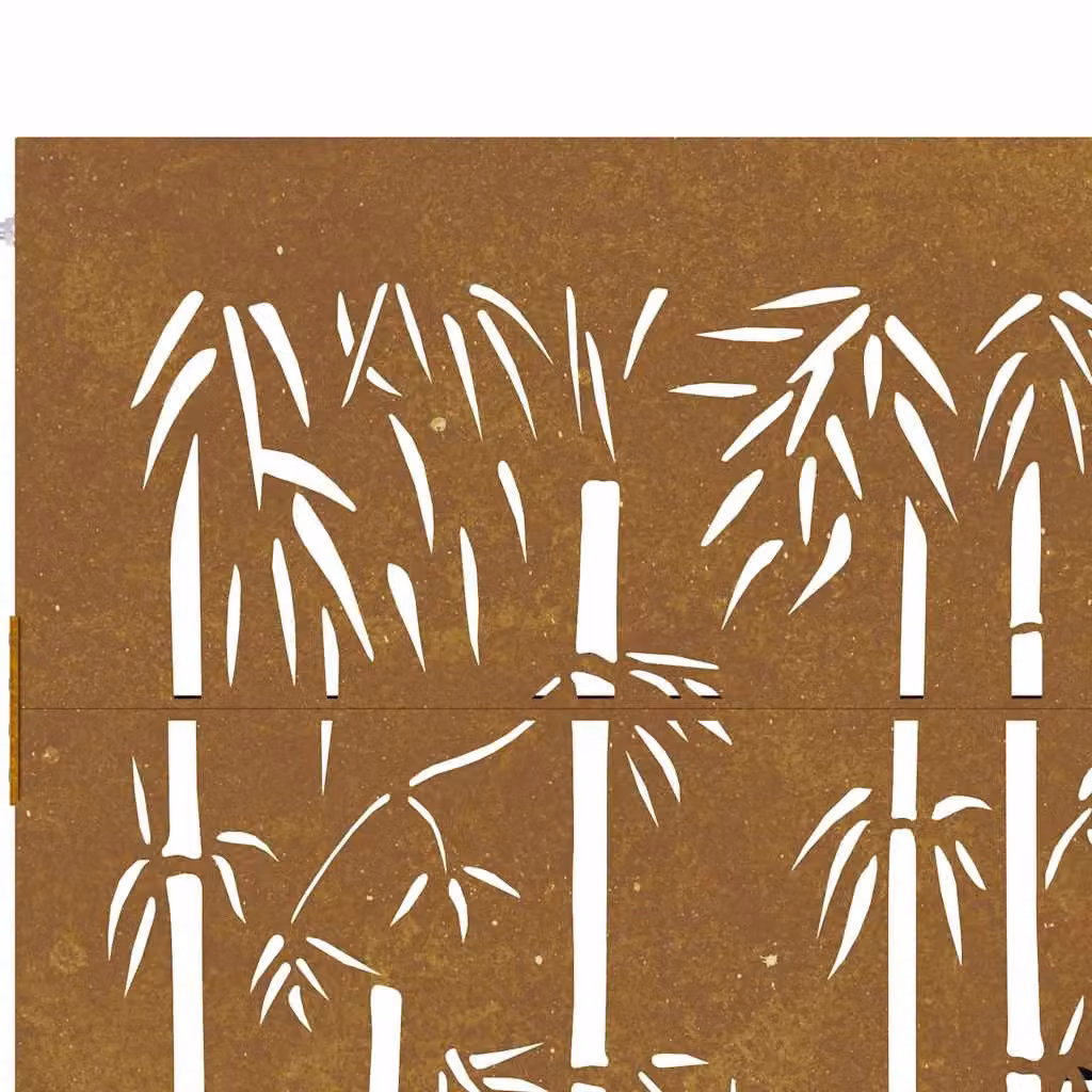 Berkfield Home Garden Gate in Brown Corten Steel with Bamboo Design, W: 85 cm, H: 200 cm – 4