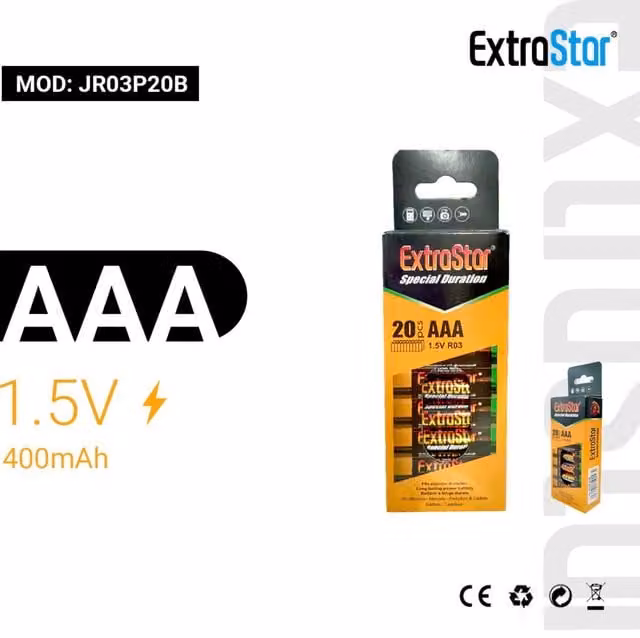 ExtraStar AAA Batteries, Pack of 20, Gold