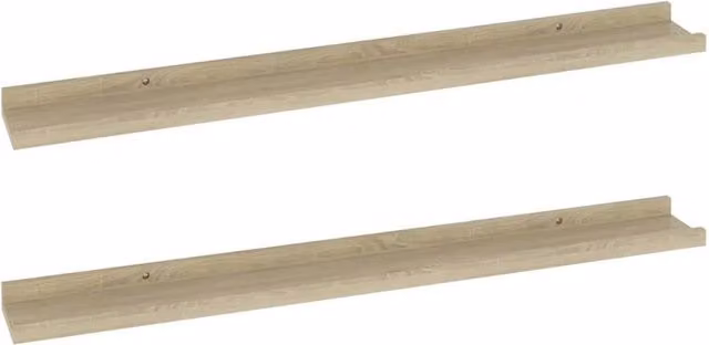Berkfield Home Wall Mounted Sonoma Oak Shelves, 2 Pieces, Light Tan, W: 80 cm, D: 9 cm, H: 3 cm – 1