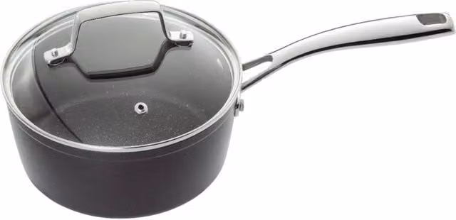 Stellar Rocktanium Non-Stick Saucepan with Glass Lid, Silver, 1.5 l, 18 cm