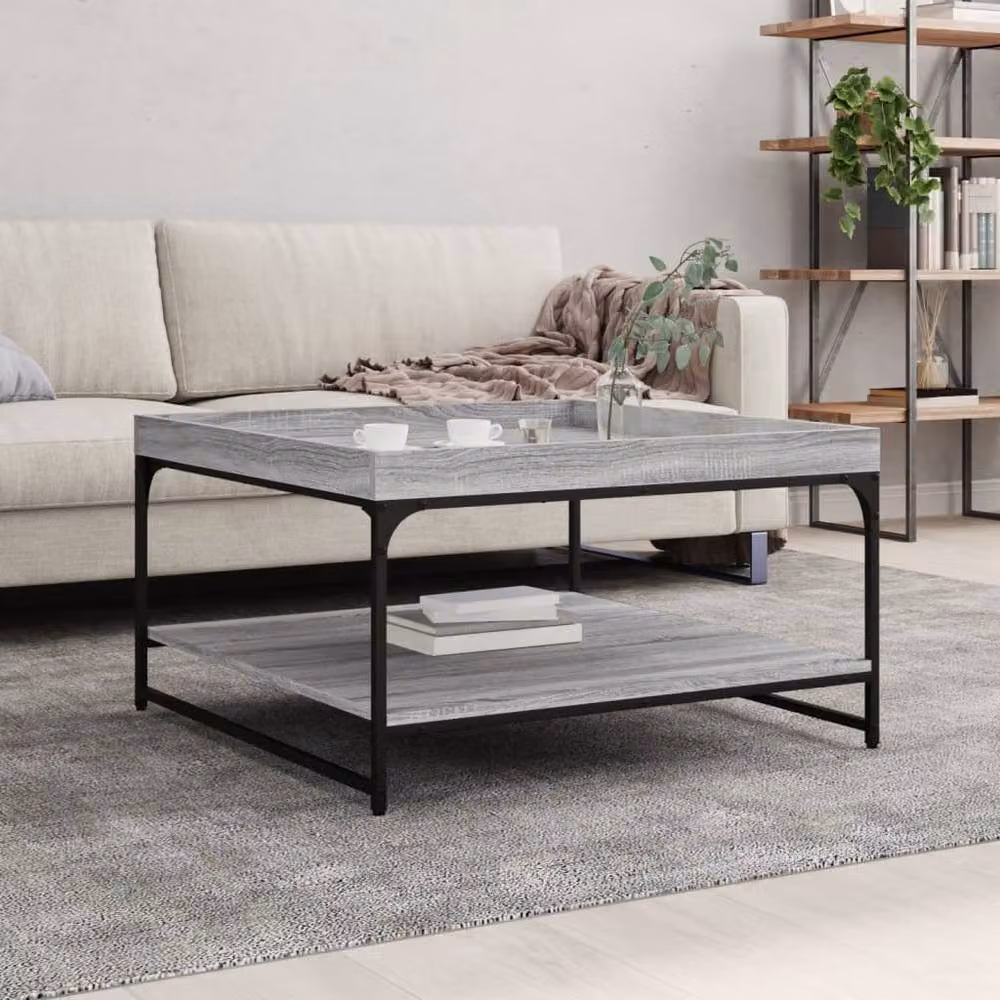 Berkfield Home Decorative Square Coffee Table in Grey Sonoma, W/D/H: 80 x 80 x 45 cm – 2