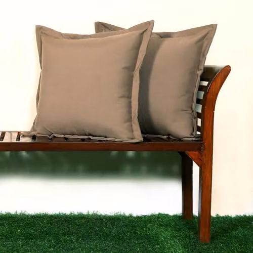 Homescapes Set of 2 Plain Beige Waterproof Outdoor Cushions, W/D/H: 45 x 45 x 45 cm – 4