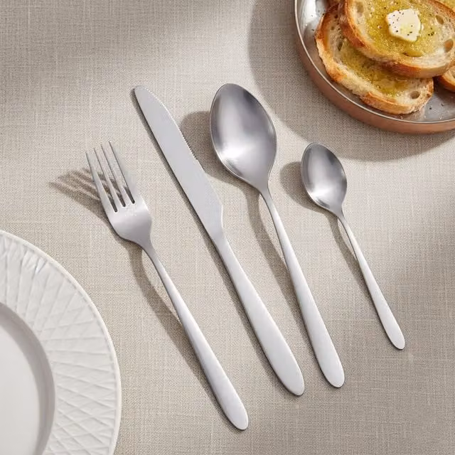 Royalford 16 Piece Stainless Steel Cutlery Dinner Set in Metallic Silver
