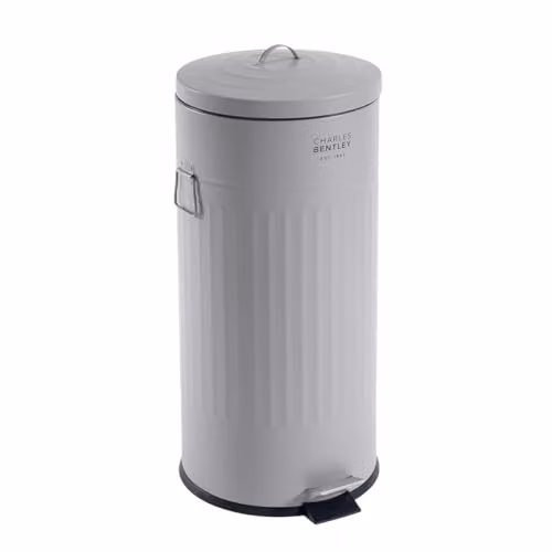 Charles Bentley Retro Style Steel Pedal Kitchen Bin with Removable Inner Bucket, Light Grey, H 70 cm x W 30 cm x D 30 cm – 2