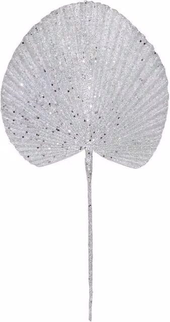KDMD Silver Glitter Palm Spear Stem Flower Leaves, 2 Pack